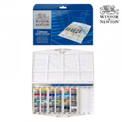 Winsor&Newton - Winsor & Newton Cotman Sulu Boya 24lü Yarım Tablet Painting Plus
