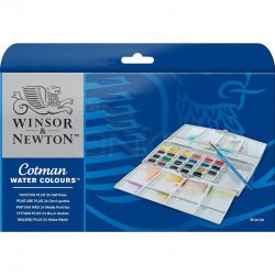 Winsor&Newton - Winsor & Newton Cotman Sulu Boya 24lü Yarım Tablet Painting Plus (1)