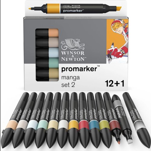 Winsor Newton Promarker Set Manga Expansion Pack 2 (12 Renk + Karıştırıcı)