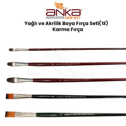 Anka Art - Yağlı ve Akrilik Boya Fırça Seti (12) Karma Fırça