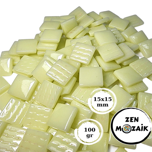 Zen Cam Mozaik Kare 15x15mm 100g Açık Limon Sarı - Açık Limon Sarı