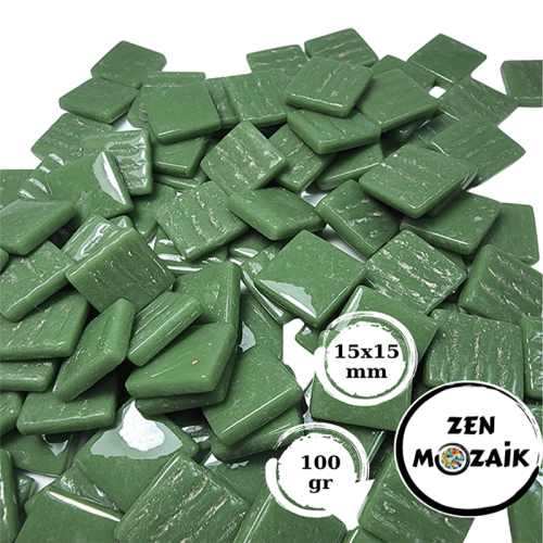 Zen Cam Mozaik Kare 15x15mm 100g Viridian Yeşili - Viridian Yeşili