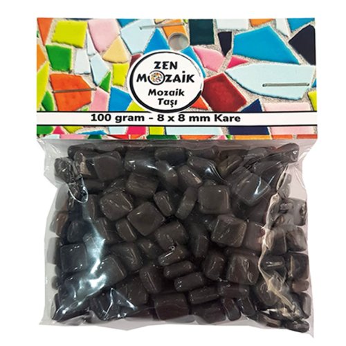 Zen Cam Mozaik Kare 8x8mm 100g Koyu Gri - Koyu Gri