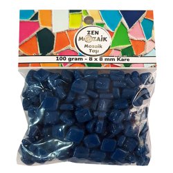 Zen - Zen Cam Mozaik Kare 8x8mm 100g Prussian Mavisi