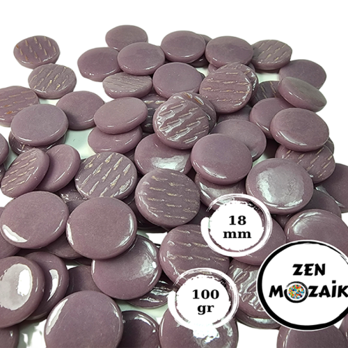 Zen Cam Mozaik Yuvarlak 18mm 100g Açık Mor - Açık Mor