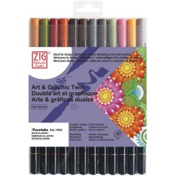 Talens - Zig Art & Graphic Twin Brush Pen Çift Uçlu Çizim Kalemi 12li Set Muted - TUT-80/12VMU (1)