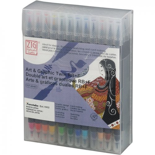 Zig Art & Graphic Twin RB+F Çift Uçlu Çizim Kalemi 48li Set TUT-95/48V