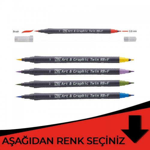 Zig Art&Graphic Twin RB+F Çift Uçlu Çizim Kalemi Kırmızı Tonlar