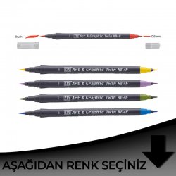 Zig - Zig Art&Graphic Twin RB+F Çift Uçlu Çizim Kalemi Siyah Tonlar