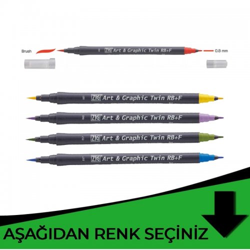 Zig Art&Graphic Twin RB+F Çift Uçlu Çizim Kalemi Yeşil Tonlar