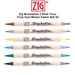 Zig - Zig Brushables 2 Renk Tonu Fırça Uçlu Marker Kalemi 6lı Set 1
