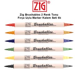 Zig - Zig Brushables 2 Renk Tonu Fırça Uçlu Marker Kalemi 6lı Set 2