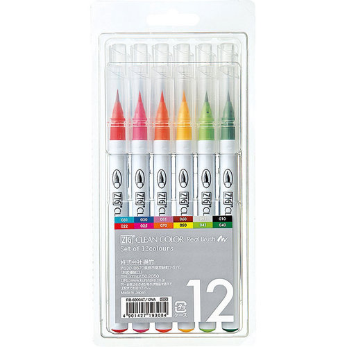 Zig Clean Color Real Brush Fırça Uçlu Marker Kalem 12li Set