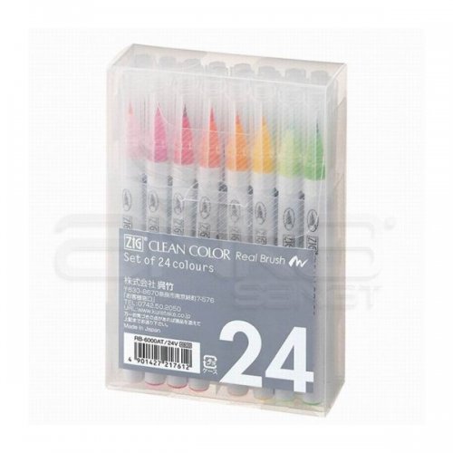 Zig Clean Color Real Brush Fırça Uçlu Marker Kalem 24lü Set