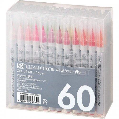 Zig Clean Color Real Brush Fırça Uçlu Marker Kalem 60lı Set