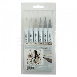 Zig Clean Color Real Brush Fırça Uçlu Marker Kalem 6lı Set Warm Grey - Thumbnail