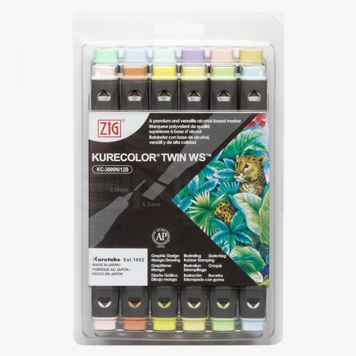 Zig Kurecolor Twin WS Marker KC3000N 12li Set 12B 5 Pale Colors