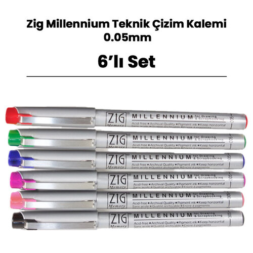 Zig Millennium Teknik Çizim Kalemi 0.05mm 6lı