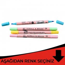 Zig - Zig Scroll & Brush Çift Çizgi ve Fırça Uçlu Kaligrafi Kalemi Kırmızı Tonlar