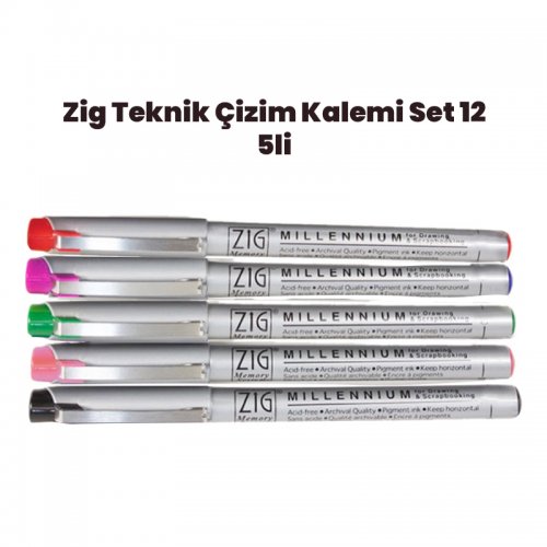 Zig Teknik Çizim Kalem Set 12 5li 0,05mm