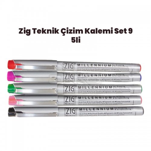 Zig Teknik Çizim Kalem Set 9 5li